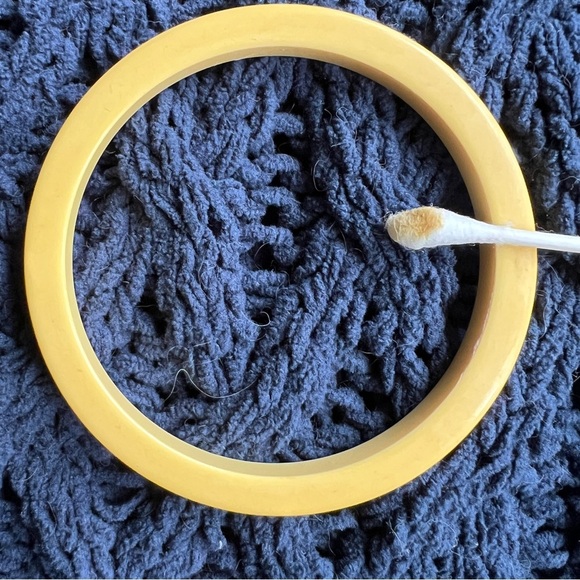 Bakelite Bangle Stack Bracelet Trio Red Yellow Blue Tested Vintage Lot Real - Picture 10 of 10